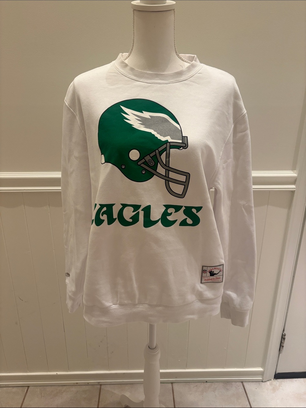 Mitchell & Ness White Throwbacks NFL Patch Sweatshirt